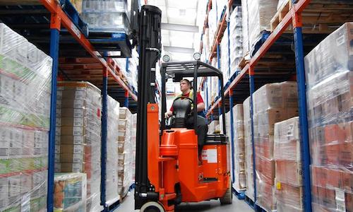 narrow aisle forklift in Brick